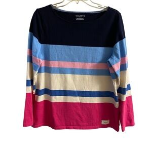 Talbots Striped Long Sleeve Top in Navy, Sky Blue, Pink & Fuchsia large